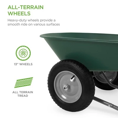 Best Choice Products Dual-Wheel Home Wheelbarrow Yard Garden Cart for Lawn, Construction - Green 6 Best Choice Products Dual-Wheel Home Wheelbarrow Yard Garden Cart for Lawn, Construction - Green - Image 6