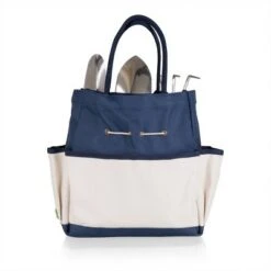 3 Pc Garden Tote Large - Navy/Cream With Tools - Picnic Time