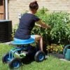 Sunnydaze Decor Sunnydaze Outdoor Lawn and Garden Heavy-Duty Steel Rolling Gardening Cart with 360-Degree Swivel Chair, Tool Tray, and Basket - Blue -Gardening Official Shop unnamed file 825