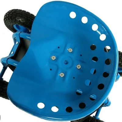 Sunnydaze Decor Sunnydaze Outdoor Lawn and Garden Heavy-Duty Steel Rolling Gardening Cart with Extendable Steer Handle, Swivel Chair, Tool Tray, and Basket - Blue 2 Sunnydaze Decor Sunnydaze Outdoor Lawn and Garden Heavy-Duty Steel Rolling Gardening Cart with Extendable Steer Handle, Swivel Chair, Tool Tray, and Basket - Blue - Image 2