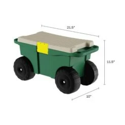 Nature Spring Garden Storage Wagon Cart with Seat and Removable Tool Tray - Green, Black, Gray