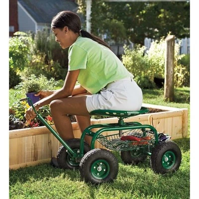 Plow & Hearth - Scoot-N-Do Rolling Garden Seat - Gardening Wagon 1 Plow & Hearth - Scoot-N-Do Rolling Garden Seat - Gardening Wagon