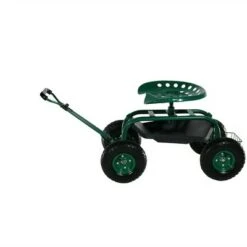 Sunnydaze Decor Sunnydaze Outdoor Lawn and Garden Heavy-Duty Steel Rolling Gardening Cart with Extendable Steer Handle, Swivel Chair, and Basket - Green -Gardening Official Shop unnamed file 889