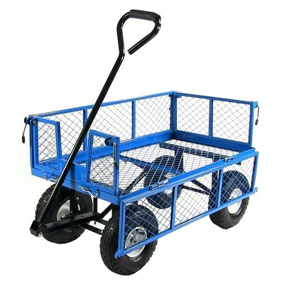 Sunnydaze Decor Sunnydaze Outdoor Lawn and Garden Heavy-Duty Durable Steel Mesh Utility Wagon Cart with Removable Sides - Blue 7 Sunnydaze Decor Sunnydaze Outdoor Lawn and Garden Heavy-Duty Durable Steel Mesh Utility Wagon Cart with Removable Sides - Blue - Image 7