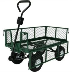 Sunnydaze Decor Sunnydaze Outdoor Lawn and Garden Heavy-Duty Durable Steel Mesh Utility Dump Wagon Cart with Removable Sides - Green -Gardening Official Shop unnamed file 915