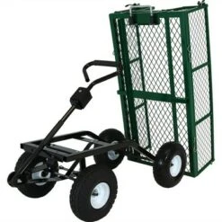 Sunnydaze Decor Sunnydaze Outdoor Lawn and Garden Heavy-Duty Durable Steel Mesh Utility Dump Wagon Cart with Removable Sides - Green -Gardening Official Shop unnamed file 917