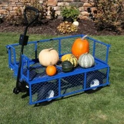 Sunnydaze Decor Sunnydaze Outdoor Lawn and Garden Heavy-Duty Durable Steel Mesh Utility Dump Wagon Cart with Removable Sides - Blue -Gardening Official Shop unnamed file 928
