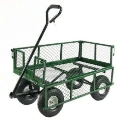 Sunnydaze Decor Sunnydaze Outdoor Lawn and Garden Heavy-Duty Durable Steel Mesh Utility Wagon Cart with Removable Sides - Green -Gardening Official Shop unnamed file 938