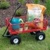 Sunnydaze Decor Sunnydaze Outdoor Lawn and Garden Heavy-Duty Durable Steel Mesh Utility Wagon Cart with Removable Sides - Red