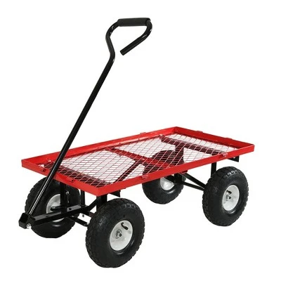 Sunnydaze Decor Sunnydaze Outdoor Lawn and Garden Heavy-Duty Durable Steel Mesh Utility Wagon Cart with Removable Sides - Red 8 Sunnydaze Decor Sunnydaze Outdoor Lawn and Garden Heavy-Duty Durable Steel Mesh Utility Wagon Cart with Removable Sides - Red - Image 8
