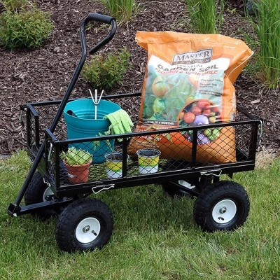 Sunnydaze Decor Sunnydaze Outdoor Lawn and Garden Heavy-Duty Durable Steel Mesh Utility Wagon Cart with Removable Sides - Black 1 Sunnydaze Decor Sunnydaze Outdoor Lawn and Garden Heavy-Duty Durable Steel Mesh Utility Wagon Cart with Removable Sides - Black