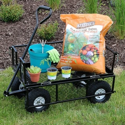 Sunnydaze Decor Sunnydaze Outdoor Lawn and Garden Heavy-Duty Durable Steel Mesh Utility Wagon Cart with Removable Sides - Black 5 Sunnydaze Decor Sunnydaze Outdoor Lawn and Garden Heavy-Duty Durable Steel Mesh Utility Wagon Cart with Removable Sides - Black - Image 5