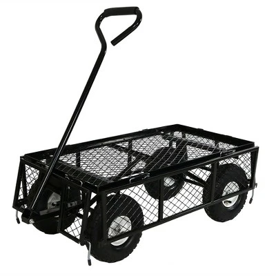Sunnydaze Decor Sunnydaze Outdoor Lawn and Garden Heavy-Duty Durable Steel Mesh Utility Wagon Cart with Removable Sides - Black 7 Sunnydaze Decor Sunnydaze Outdoor Lawn and Garden Heavy-Duty Durable Steel Mesh Utility Wagon Cart with Removable Sides - Black - Image 7