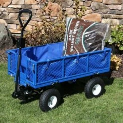 Sunnydaze Decor Sunnydaze Outdoor Lawn and Garden Heavy-Duty Steel Dump Cart with Removable Sides and Weather-Resistant Polyester Liner - Blue 15 Sunnydaze Decor Sunnydaze Outdoor Lawn and Garden Heavy-Duty Steel Dump Cart with Removable Sides and Weather-Resistant Polyester Liner - Blue -Gardening Official Shop unnamed file 979