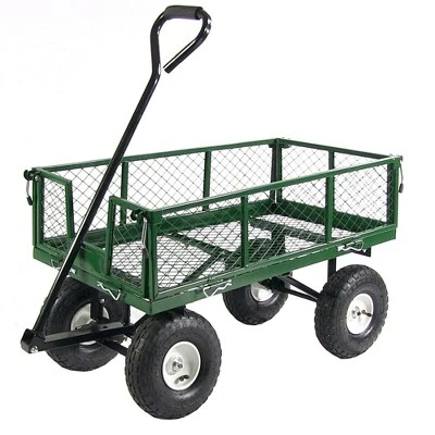 Sunnydaze Decor Sunnydaze Outdoor Lawn and Garden Heavy-Duty Steel Utility Cart with Removable Sides and Weather-Resistant Polyester Liner - Green 9 Sunnydaze Decor Sunnydaze Outdoor Lawn and Garden Heavy-Duty Steel Utility Cart with Removable Sides and Weather-Resistant Polyester Liner - Green - Image 9