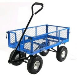Sunnydaze Decor Sunnydaze Outdoor Lawn and Garden Heavy-Duty Steel Utility Cart with Removable Sides and Weather-Resistant Polyester Liner - Blue -Gardening Official Shop unnamed file 999